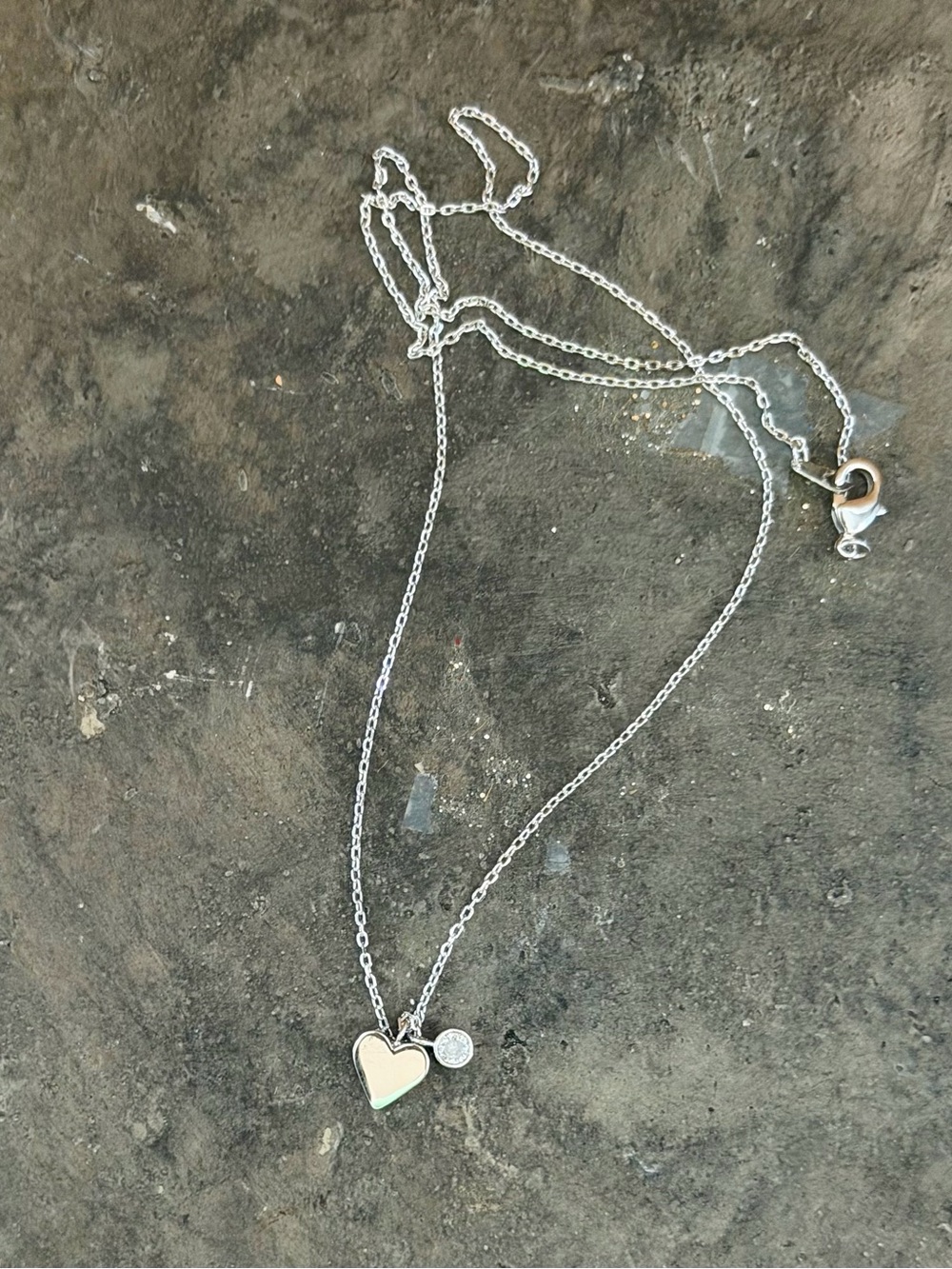 Must Have Silver Heart Pendant Necklace with Sparkle Charm